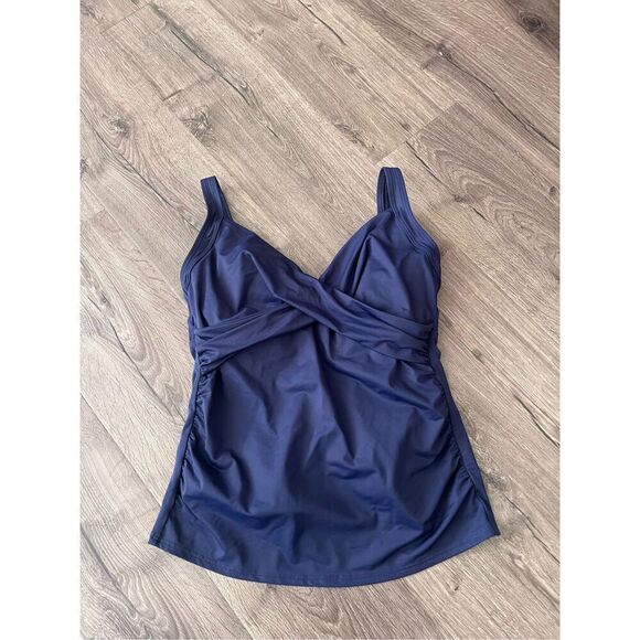 Lands' End Women's Chlorine Resistant V-Neck Underwire Tankini Top size 10DD - Picture 3 of 7